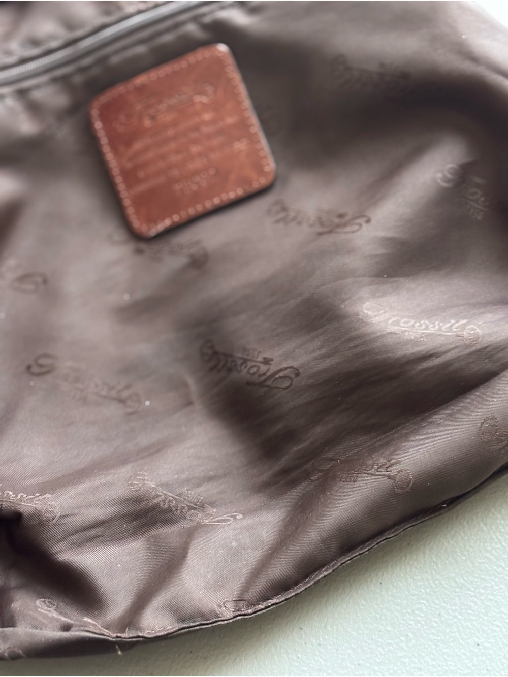 Fossil Brown Leather Shoulder handbag Bag - Classic Two-Tone Design vintage hobo - Picture 9 of 12